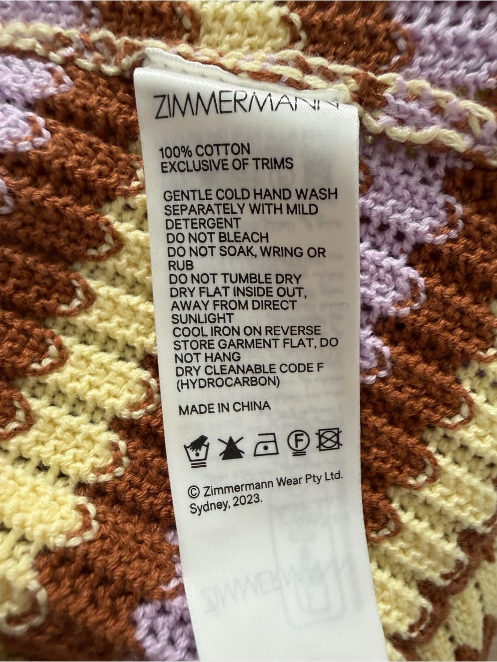Zimmermann Girls Pop Textured Knit Playsuit in Multicolour - Yellow & Lavender - Picture 6 of 6